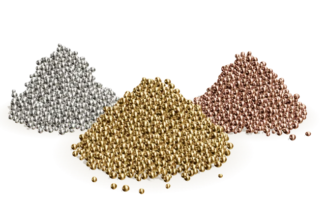 Yellow gold, white metal and rose casting grain
